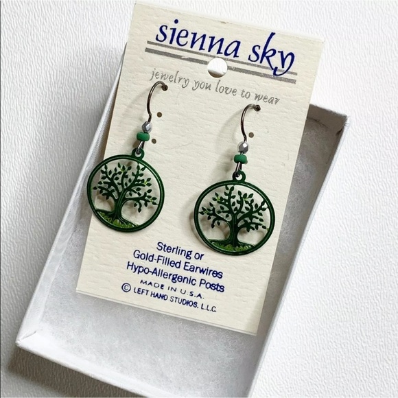 Green Tree Dangle Earrings French Hook Sierra Sky - Picture 5 of 5